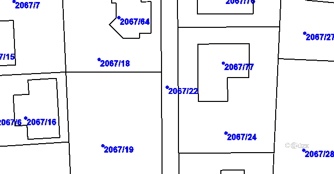 Parcela st. 2067/22 v KÚ Planá nad Lužnicí, Katastrální mapa