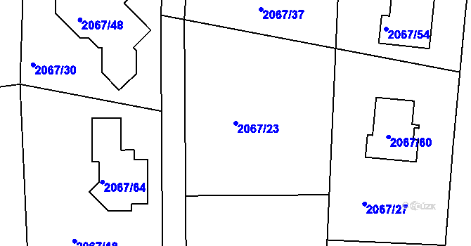 Parcela st. 2067/23 v KÚ Planá nad Lužnicí, Katastrální mapa