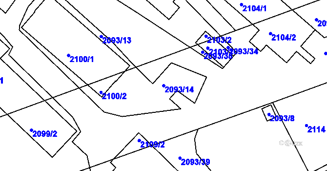 Parcela st. 2093/14 v KÚ Planá nad Lužnicí, Katastrální mapa