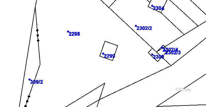 Parcela st. 2299 v KÚ Planá nad Lužnicí, Katastrální mapa