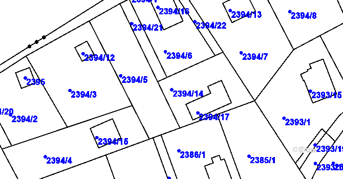 Parcela st. 2394/14 v KÚ Planá nad Lužnicí, Katastrální mapa