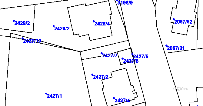 Parcela st. 2427/7 v KÚ Planá nad Lužnicí, Katastrální mapa