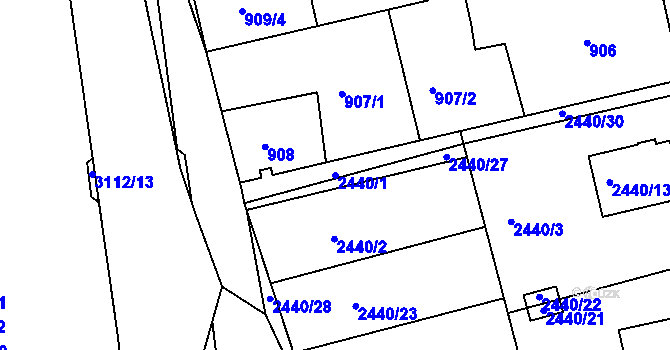 Parcela st. 2440/1 v KÚ Planá nad Lužnicí, Katastrální mapa