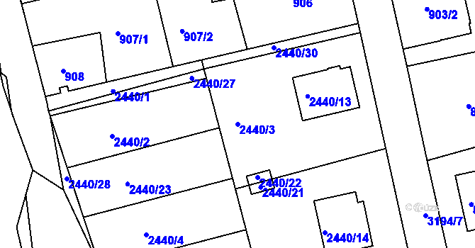 Parcela st. 2440/3 v KÚ Planá nad Lužnicí, Katastrální mapa