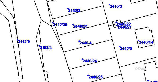 Parcela st. 2440/4 v KÚ Planá nad Lužnicí, Katastrální mapa