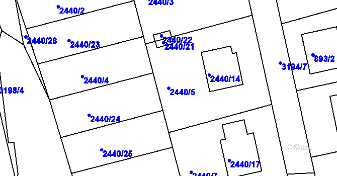 Parcela st. 2440/5 v KÚ Planá nad Lužnicí, Katastrální mapa