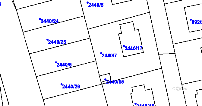 Parcela st. 2440/7 v KÚ Planá nad Lužnicí, Katastrální mapa