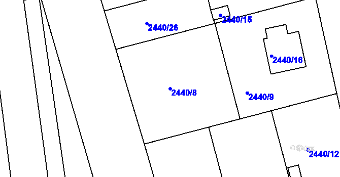 Parcela st. 2440/8 v KÚ Planá nad Lužnicí, Katastrální mapa