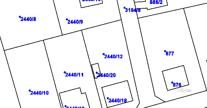 Parcela st. 2440/12 v KÚ Planá nad Lužnicí, Katastrální mapa