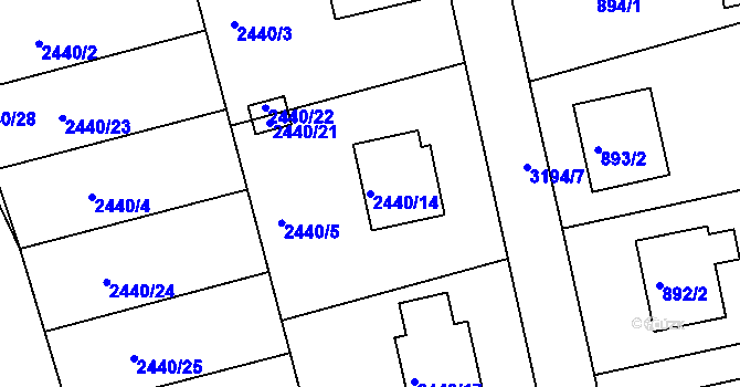 Parcela st. 2440/14 v KÚ Planá nad Lužnicí, Katastrální mapa