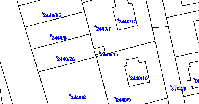 Parcela st. 2440/15 v KÚ Planá nad Lužnicí, Katastrální mapa