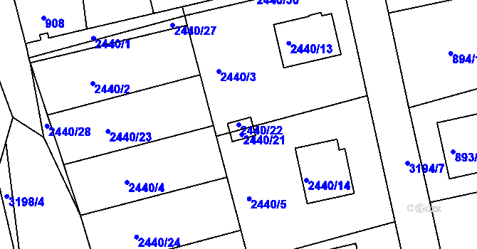 Parcela st. 2440/22 v KÚ Planá nad Lužnicí, Katastrální mapa