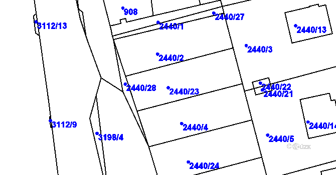Parcela st. 2440/23 v KÚ Planá nad Lužnicí, Katastrální mapa