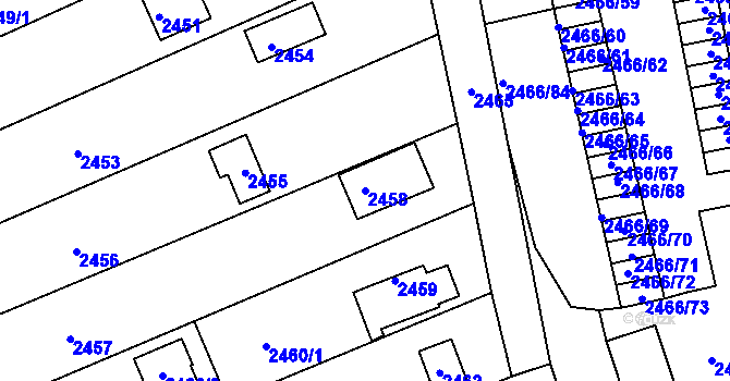 Parcela st. 2458 v KÚ Planá nad Lužnicí, Katastrální mapa