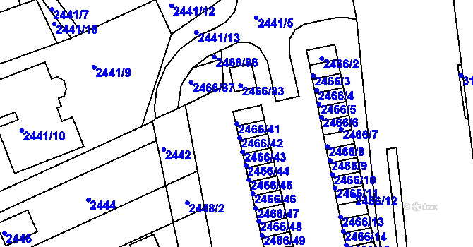 Parcela st. 2466/41 v KÚ Planá nad Lužnicí, Katastrální mapa