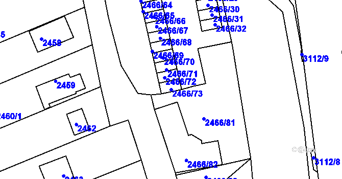 Parcela st. 2466/73 v KÚ Planá nad Lužnicí, Katastrální mapa