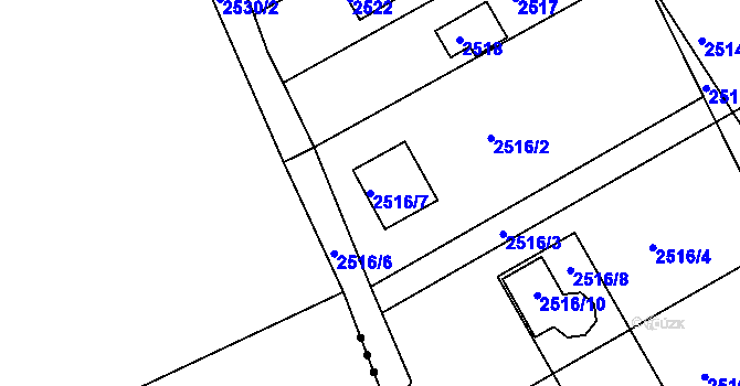 Parcela st. 2516/7 v KÚ Planá nad Lužnicí, Katastrální mapa