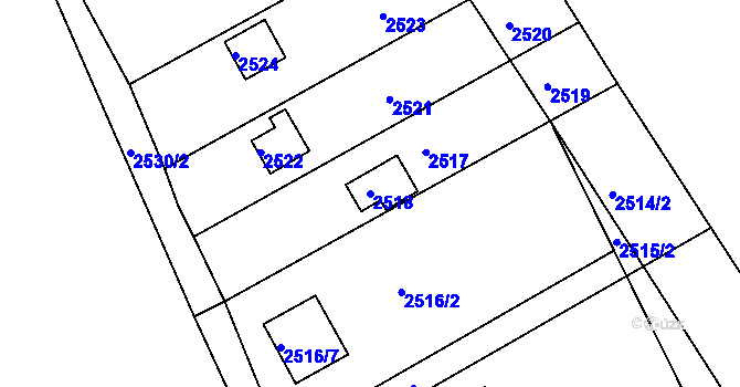 Parcela st. 2518 v KÚ Planá nad Lužnicí, Katastrální mapa