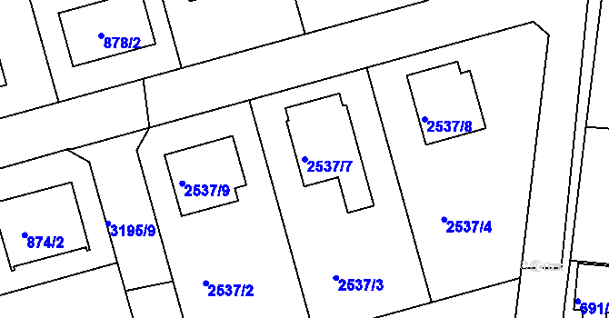 Parcela st. 2537/7 v KÚ Planá nad Lužnicí, Katastrální mapa