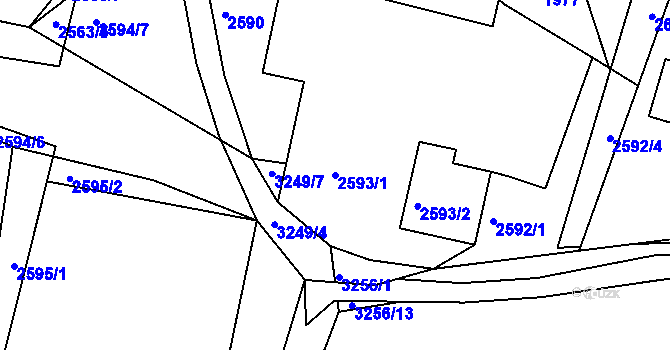 Parcela st. 2593/1 v KÚ Planá nad Lužnicí, Katastrální mapa