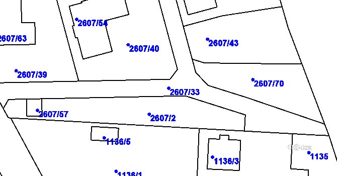 Parcela st. 2607/33 v KÚ Planá nad Lužnicí, Katastrální mapa