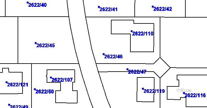 Parcela st. 2622/46 v KÚ Planá nad Lužnicí, Katastrální mapa