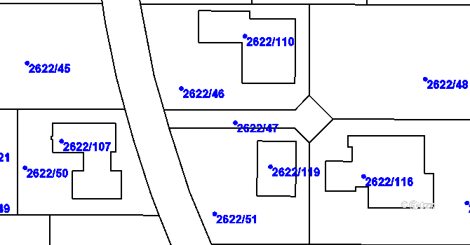 Parcela st. 2622/47 v KÚ Planá nad Lužnicí, Katastrální mapa