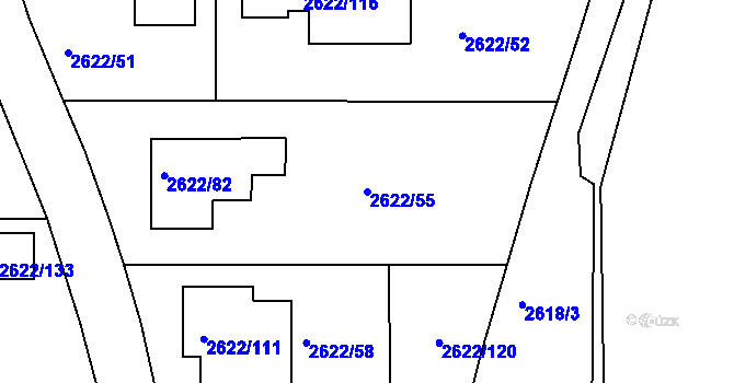 Parcela st. 2622/55 v KÚ Planá nad Lužnicí, Katastrální mapa
