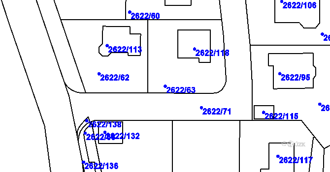 Parcela st. 2622/63 v KÚ Planá nad Lužnicí, Katastrální mapa