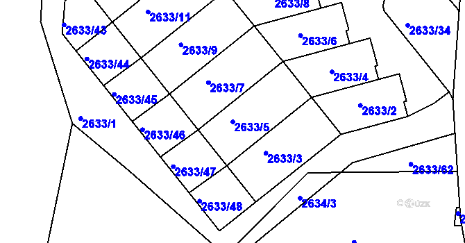 Parcela st. 2633/5 v KÚ Planá nad Lužnicí, Katastrální mapa