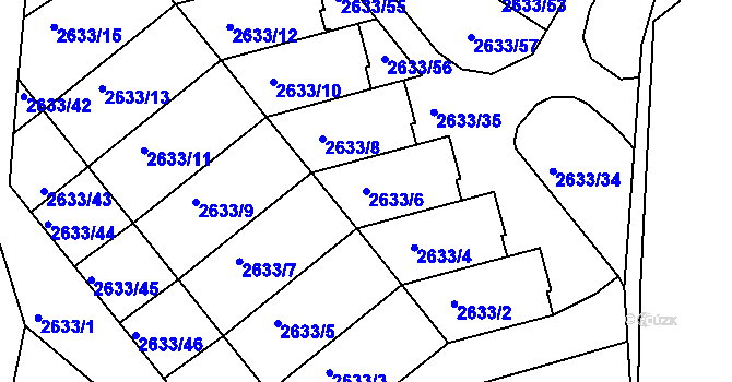 Parcela st. 2633/6 v KÚ Planá nad Lužnicí, Katastrální mapa