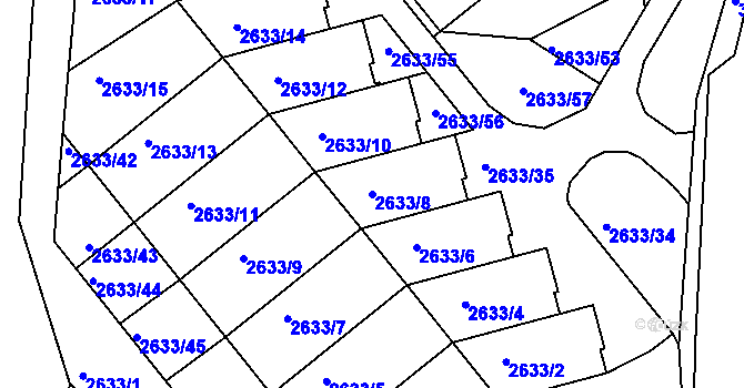 Parcela st. 2633/8 v KÚ Planá nad Lužnicí, Katastrální mapa