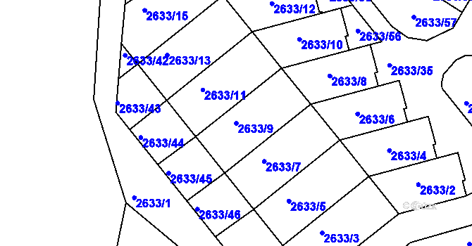 Parcela st. 2633/9 v KÚ Planá nad Lužnicí, Katastrální mapa