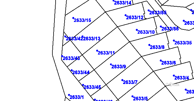 Parcela st. 2633/11 v KÚ Planá nad Lužnicí, Katastrální mapa
