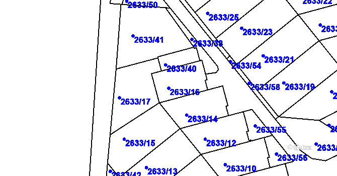 Parcela st. 2633/16 v KÚ Planá nad Lužnicí, Katastrální mapa