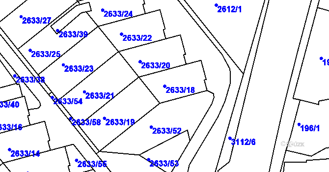 Parcela st. 2633/18 v KÚ Planá nad Lužnicí, Katastrální mapa