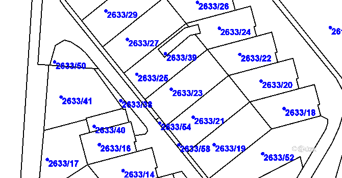 Parcela st. 2633/23 v KÚ Planá nad Lužnicí, Katastrální mapa