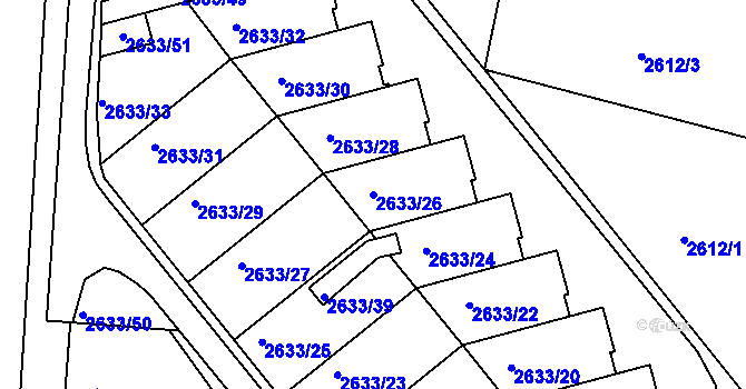 Parcela st. 2633/26 v KÚ Planá nad Lužnicí, Katastrální mapa