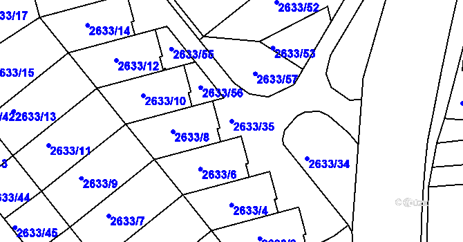 Parcela st. 2633/35 v KÚ Planá nad Lužnicí, Katastrální mapa
