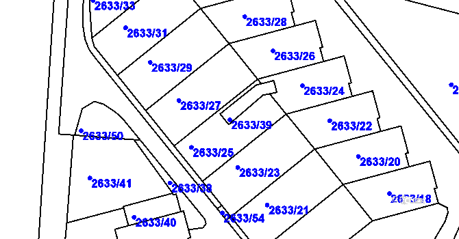 Parcela st. 2633/39 v KÚ Planá nad Lužnicí, Katastrální mapa