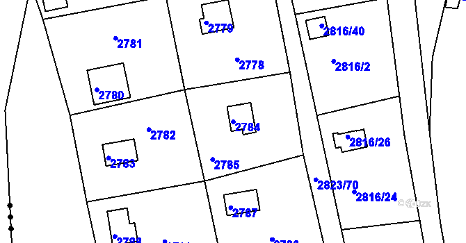 Parcela st. 2784 v KÚ Planá nad Lužnicí, Katastrální mapa
