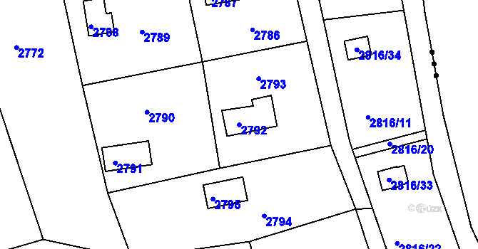 Parcela st. 2792 v KÚ Planá nad Lužnicí, Katastrální mapa