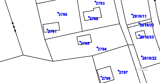 Parcela st. 2795 v KÚ Planá nad Lužnicí, Katastrální mapa