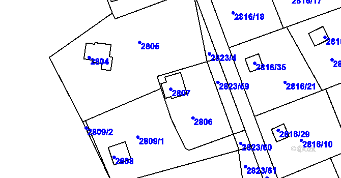 Parcela st. 2807 v KÚ Planá nad Lužnicí, Katastrální mapa