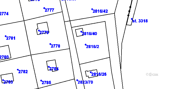 Parcela st. 2816/2 v KÚ Planá nad Lužnicí, Katastrální mapa