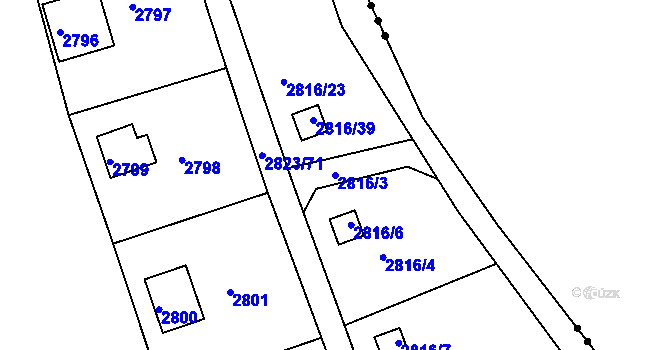 Parcela st. 2816/3 v KÚ Planá nad Lužnicí, Katastrální mapa