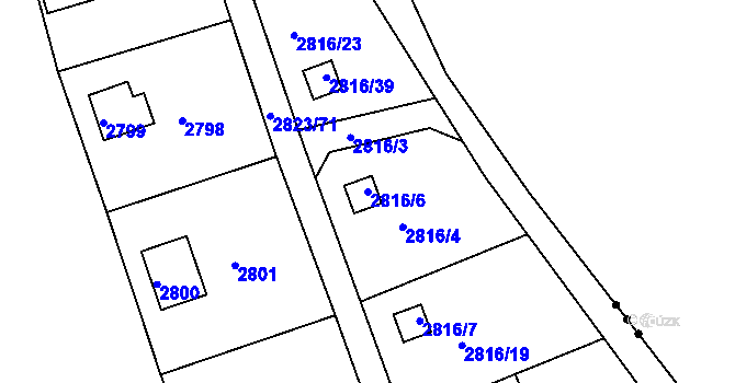 Parcela st. 2816/6 v KÚ Planá nad Lužnicí, Katastrální mapa