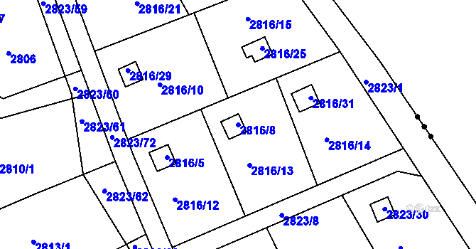 Parcela st. 2816/8 v KÚ Planá nad Lužnicí, Katastrální mapa