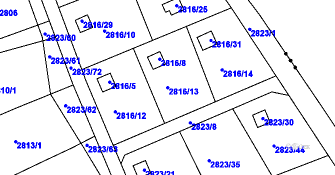 Parcela st. 2816/13 v KÚ Planá nad Lužnicí, Katastrální mapa