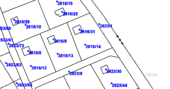 Parcela st. 2816/14 v KÚ Planá nad Lužnicí, Katastrální mapa